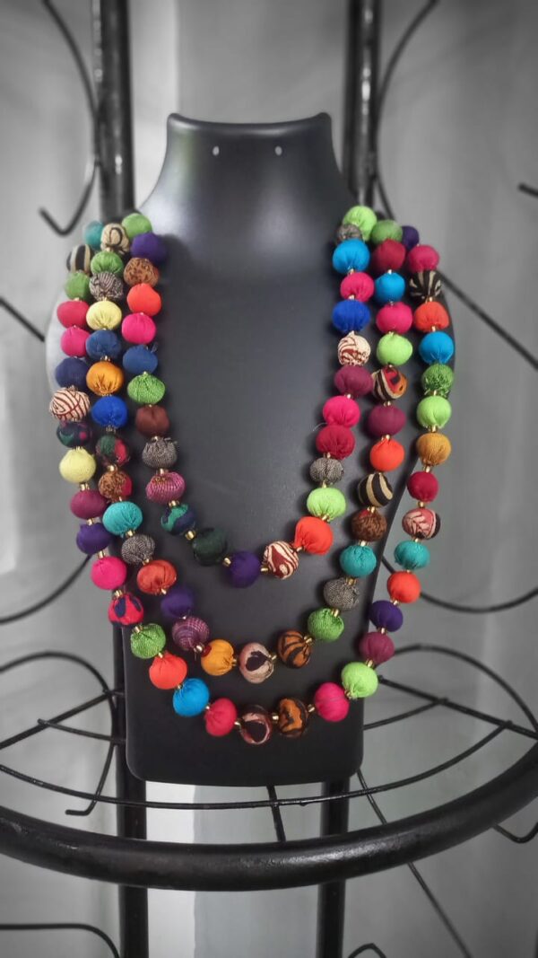 Three Layered Multicoloured fabric Necklace - Image 2