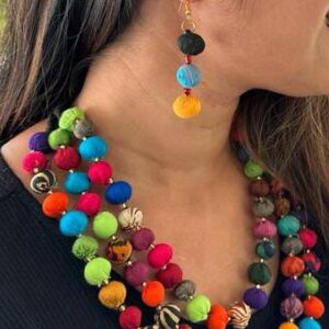 Three Layered Multicoloured fabric Necklace
