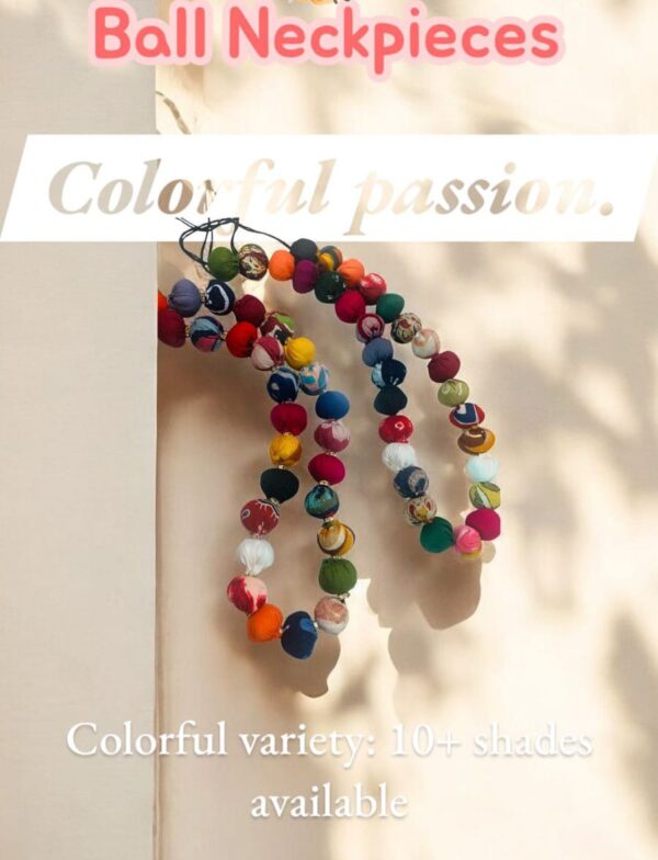 Single Layered Multicoloured fabric Necklace - Image 3
